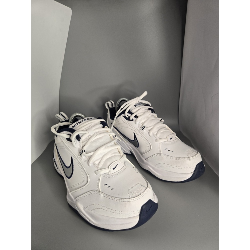 Nike Air Monarch IV White Navy Silver Mens Size 6.5 W 416355-102 Cross Trainer